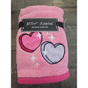 Betsey Johnson Hand Towels Set of 2 Valentines Hearts Be Mine True Love NWT HTF
